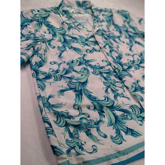 Cigar Couture 3XL Short Sleeve Button Up Baroque Syle Blue/Teal Moss - Picture 2 of 11